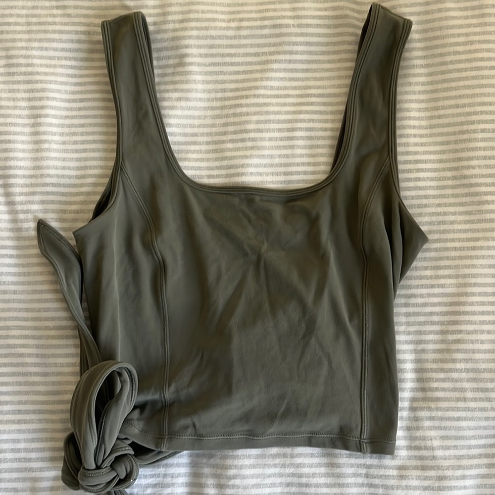 Lululemon olive green wrap around cropped tank top